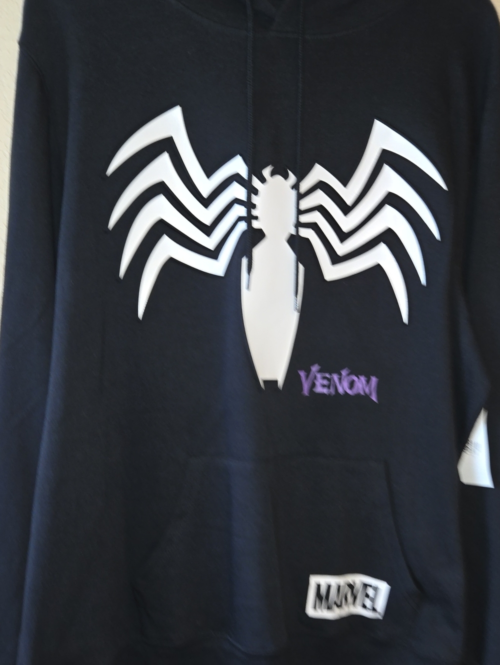 Marvel Venom Black Hoodie with White Spider Emblem